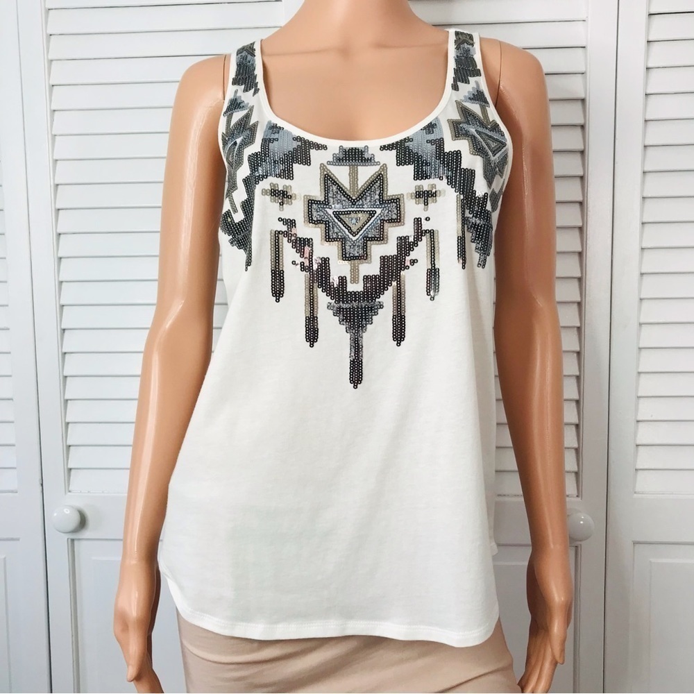 Price is firm New EXPRESS Ivory Sequins Tank Top Size Medium